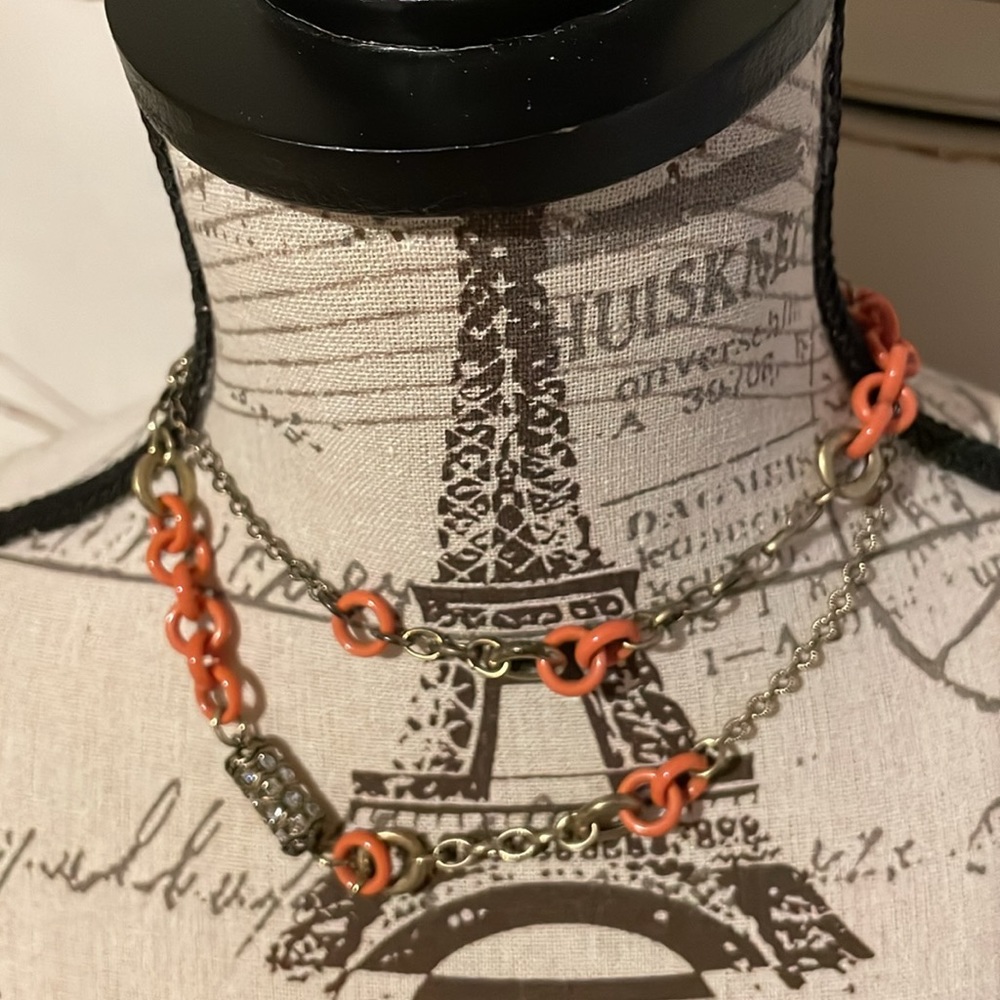 J. Crew link and jeweled bead necklace
